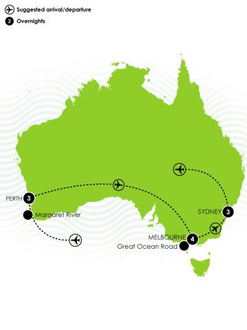 11 Day Cities of Australia Large Map