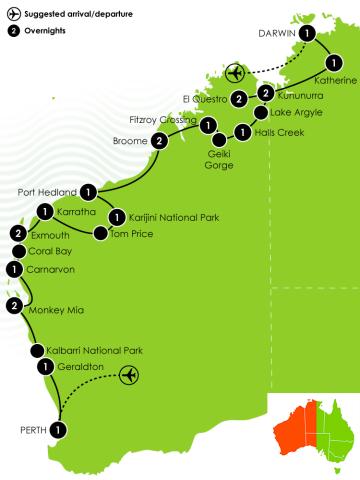 Wonders of the West Coast & Kimberley Large Map
