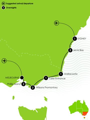 The Sydney to Melbourne Coastal Explorer Large Map