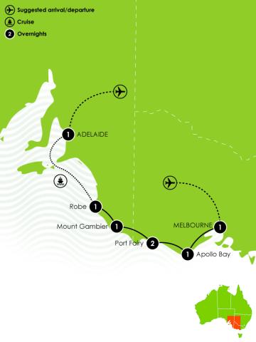 8 Day Melbourne to Adelaide Large Map