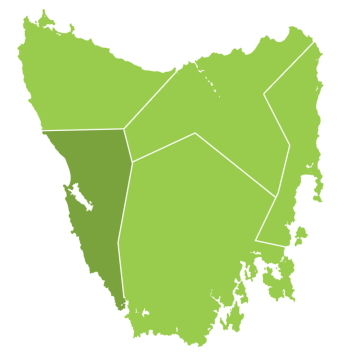 Western Region of Tasmania map
