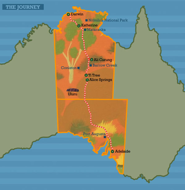 The Ghan Rail Journey Map