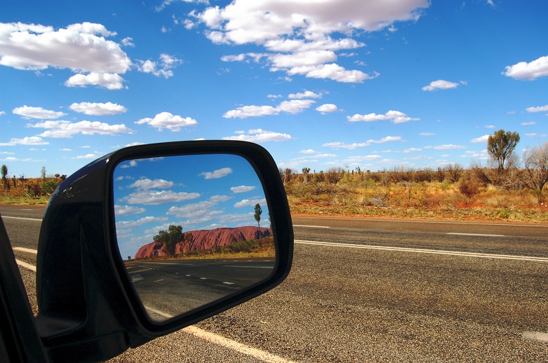 Driving Past Uluru in Australia