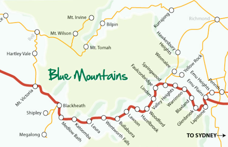 blue mountains tourist map