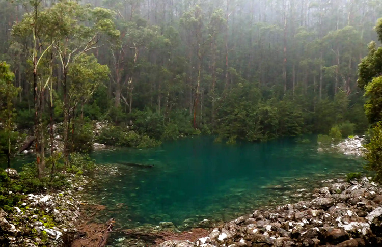 the crystal clear waters of the Disappearing Tarn at kunanyi/Mount Wellington in Tasmania
