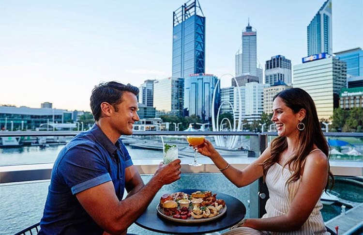 dining at Elizabeth Quay in Perth