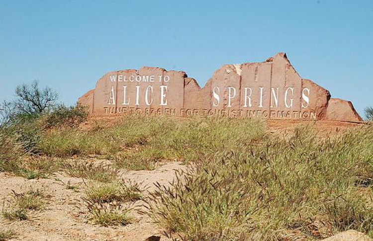 The city of Alice Springs in the Australian desert, in the center of the country