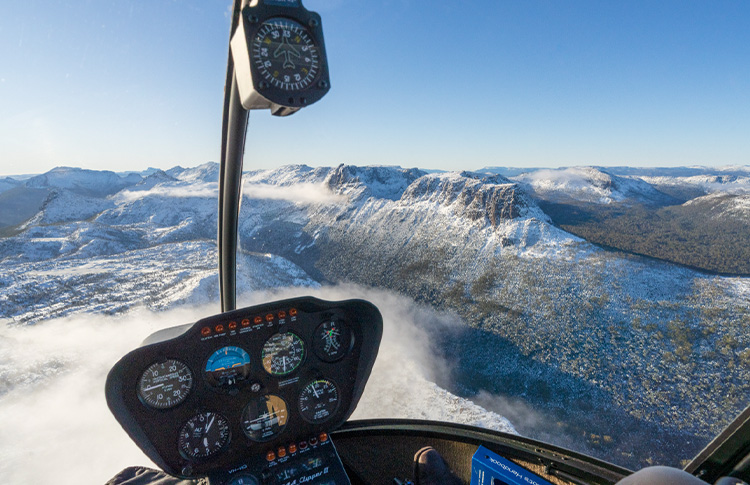 Helicopter flight over Cradle Mountain - photo credit: Luke Tscharke