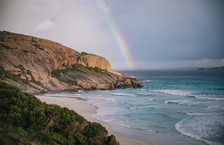 Rainbow over the sea at Esperance