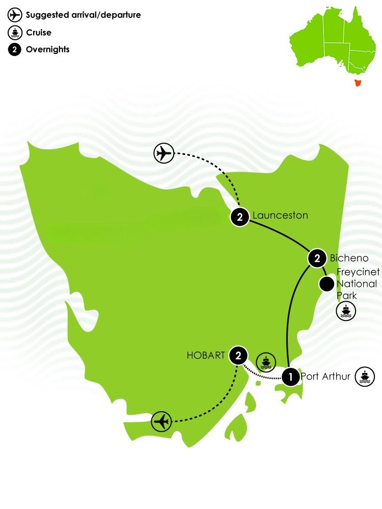 Ultimate Tasmania Wildlife Family Holiday Tour Map