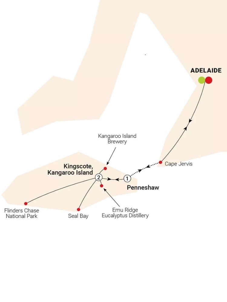 AAT Kings - Remarkable Adelaide to Kangaroo Island Map