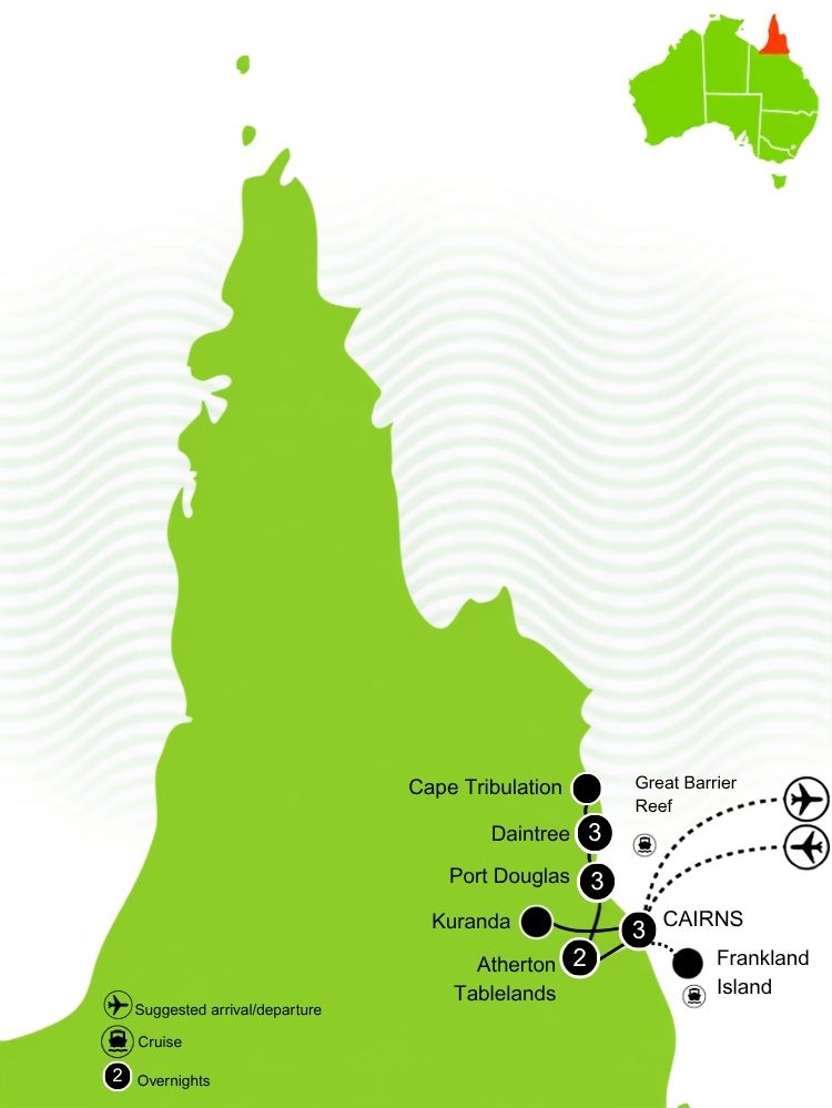 Tropical North Queensland Holiday Tour Map
