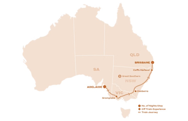 Journey Beyond - East Coast Adventure Tour Map