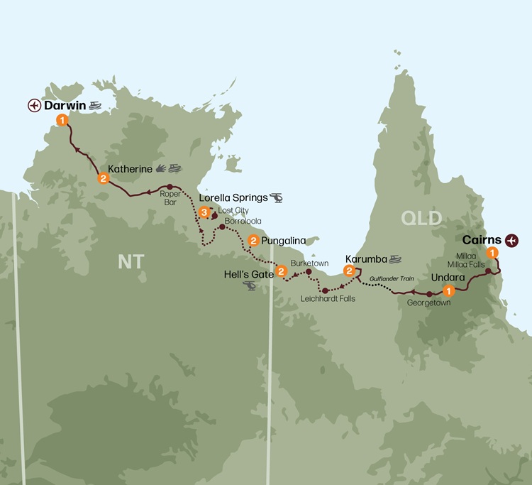 Outback Spirit Leichhardt S Savannah Expedition First Light Travel Leichhardts Savannah Expedition Tour Map 0 