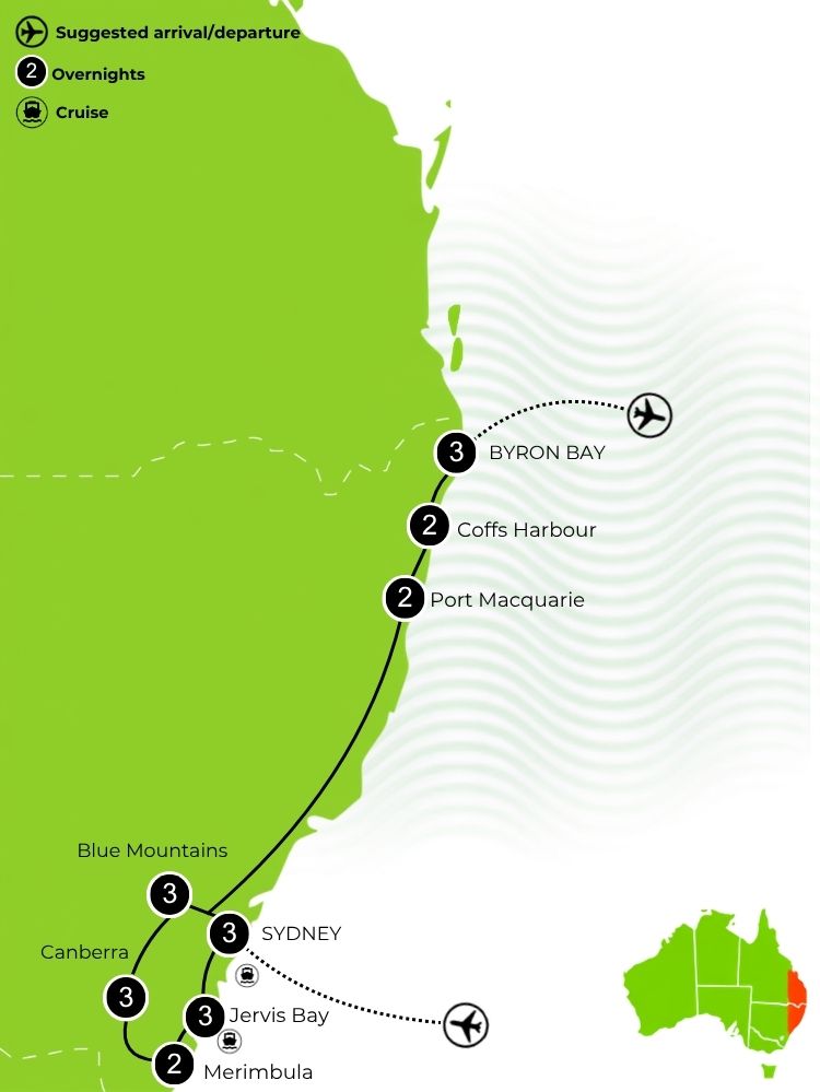 Ultimate New South Wales Trip Tour Map