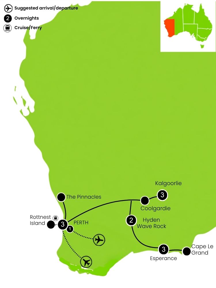 Best of the Golden Outback Tour Map