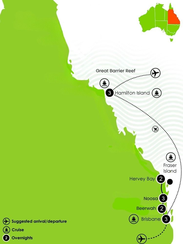 Queensland Family Getaway Tour Map