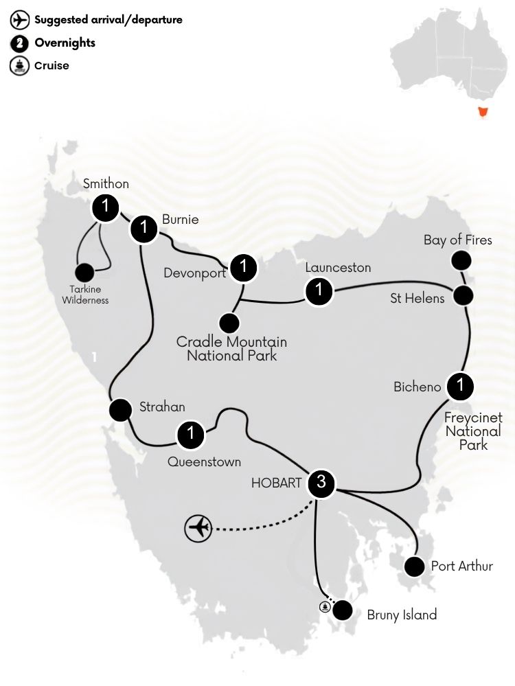 Under Down Under Tours - Ultimate 10 Tour Map