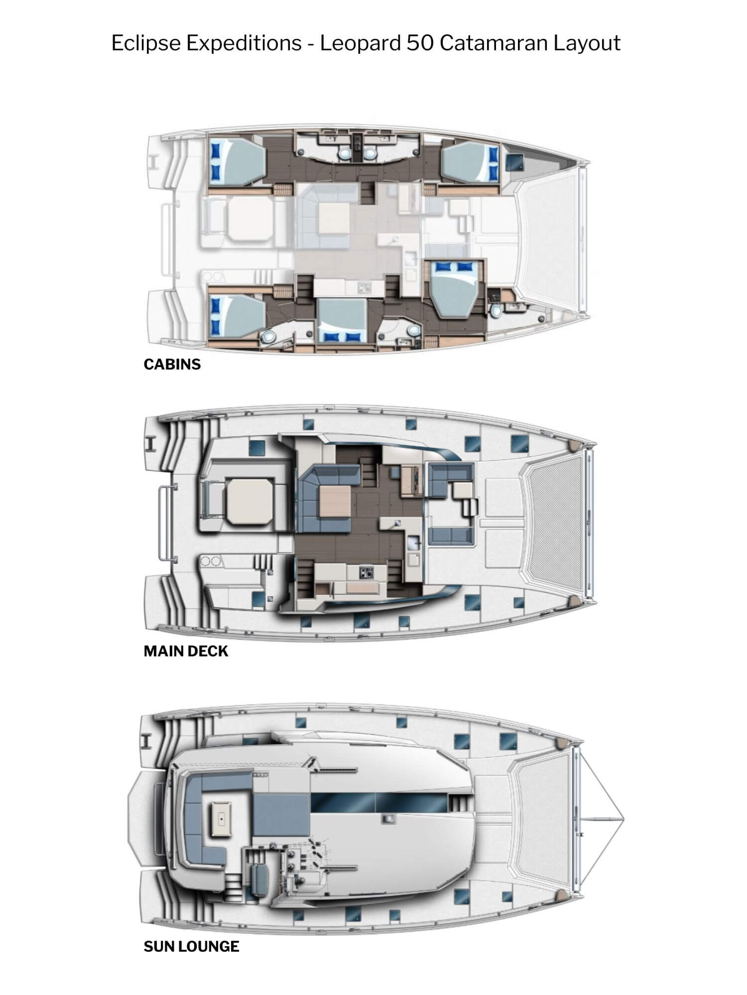 Eclipse Expeditions - Leopard 50 Catamaran Layout