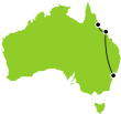 12 Day Sydney, & Rainforest Fly/Drive Small Map