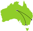 Contrasts of Australia - Melbourne, Uluru & Sydney Small Map
