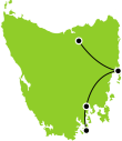 8 Day Tasmania Wine and Dine Self Drive Tour Small Map