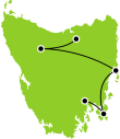 Tasmania Winter Wonderland Itinerary Small Map