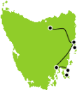 Map of 4 day Icons of Tasmania Small Group Tour 