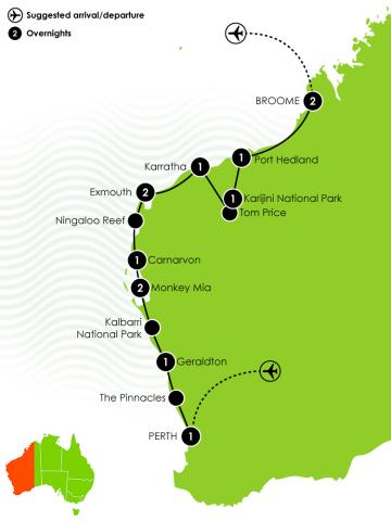 Wonders of the Pilbara & West Coast Large Map