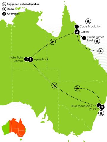 10 Day Sydney, Rock & Reef Large Map