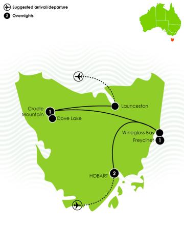 5 Day Icons of Tasmania Tour Large Map