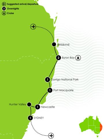Sydney to Brisbane Northbound Large Map