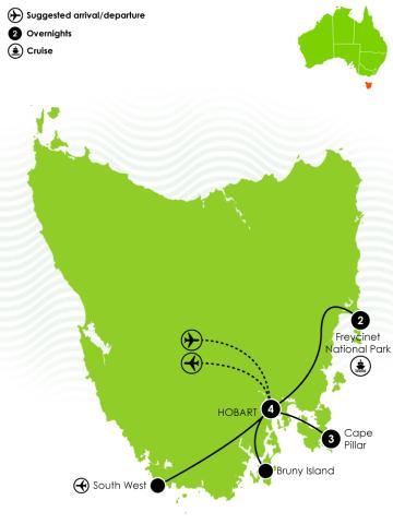 10 Day Tasmania - The Three Capes Adventure Big Map