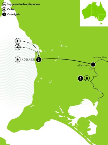 7 Day Adelaide & Murrey River Adventure Large Map