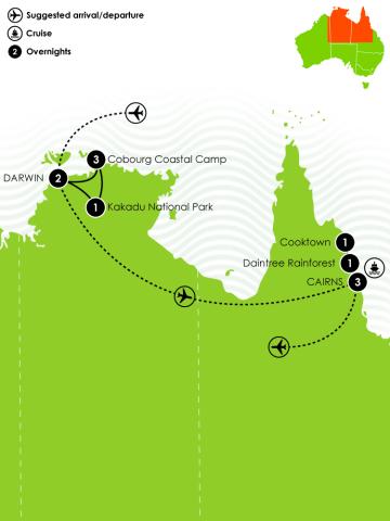 Kakadu & Katherine 4WD & Kayak Trip Large Map
