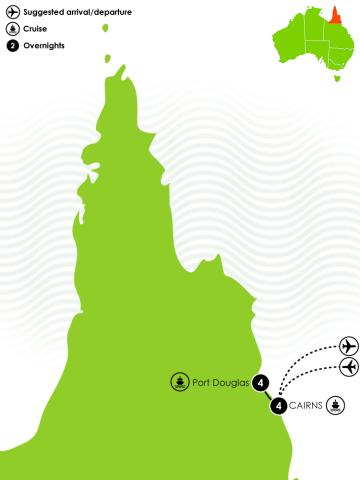 9 Day Cairns and Port Douglas Highlights Large Map