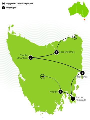 Tasmania Winter Wonderland Itinerary Large Map