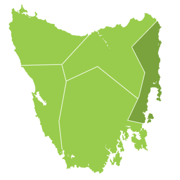 East coast region of Tasmania map