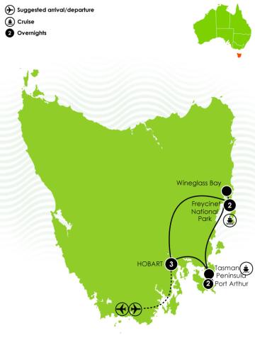 8 Day Tasmania Escape Large Map