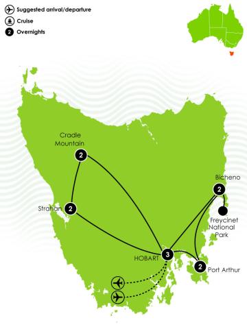 12 Day Tasmania Encompassed Large Map