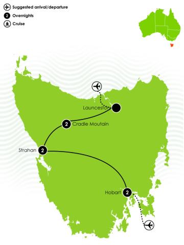 7 Day Luxurious Tasmania Romantic Getaway Small Map