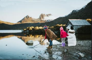 Children play at Cradle Mountain on Tasmanian Holiday