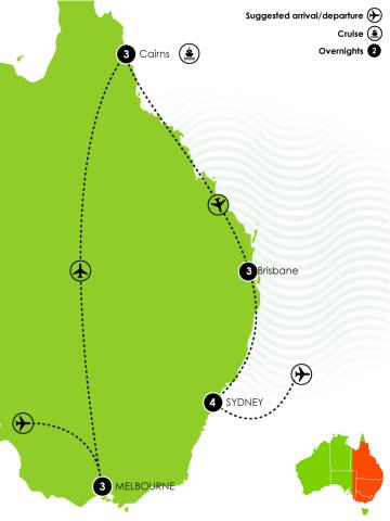 14 day Eastern Australia Large Map