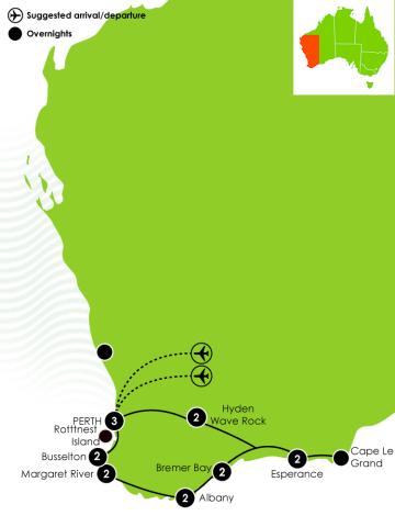 16 Day Perth to Esperance Large Map