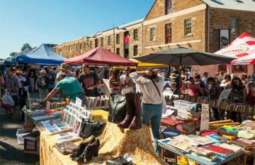 Salamanca Market in Hobart on a lovely day