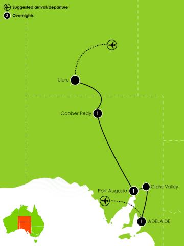 Map of 4 Day Outback Explorer: Uluru to Adelaide