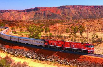 the Ghan train passing through Alice Springs