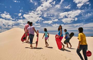 Sandboarding Little Sahara, Kangaroo Island
