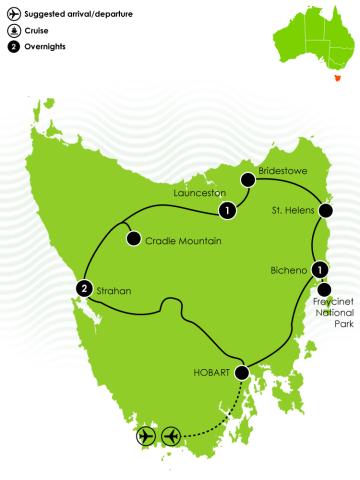 Tour Map: Famous 5 Tasmania 